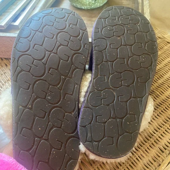 UGG Plum and Cream Shearling Slippers - Picture 4 of 5